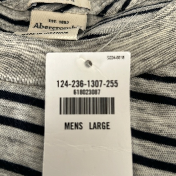 Men’s Long Sleeve Striped Shirt Abercrombie & Fitch Gray/Black Size Large - Picture 5 of 7